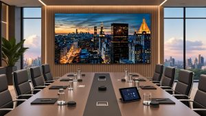 Écran LED LG installé dans une salle de conseil